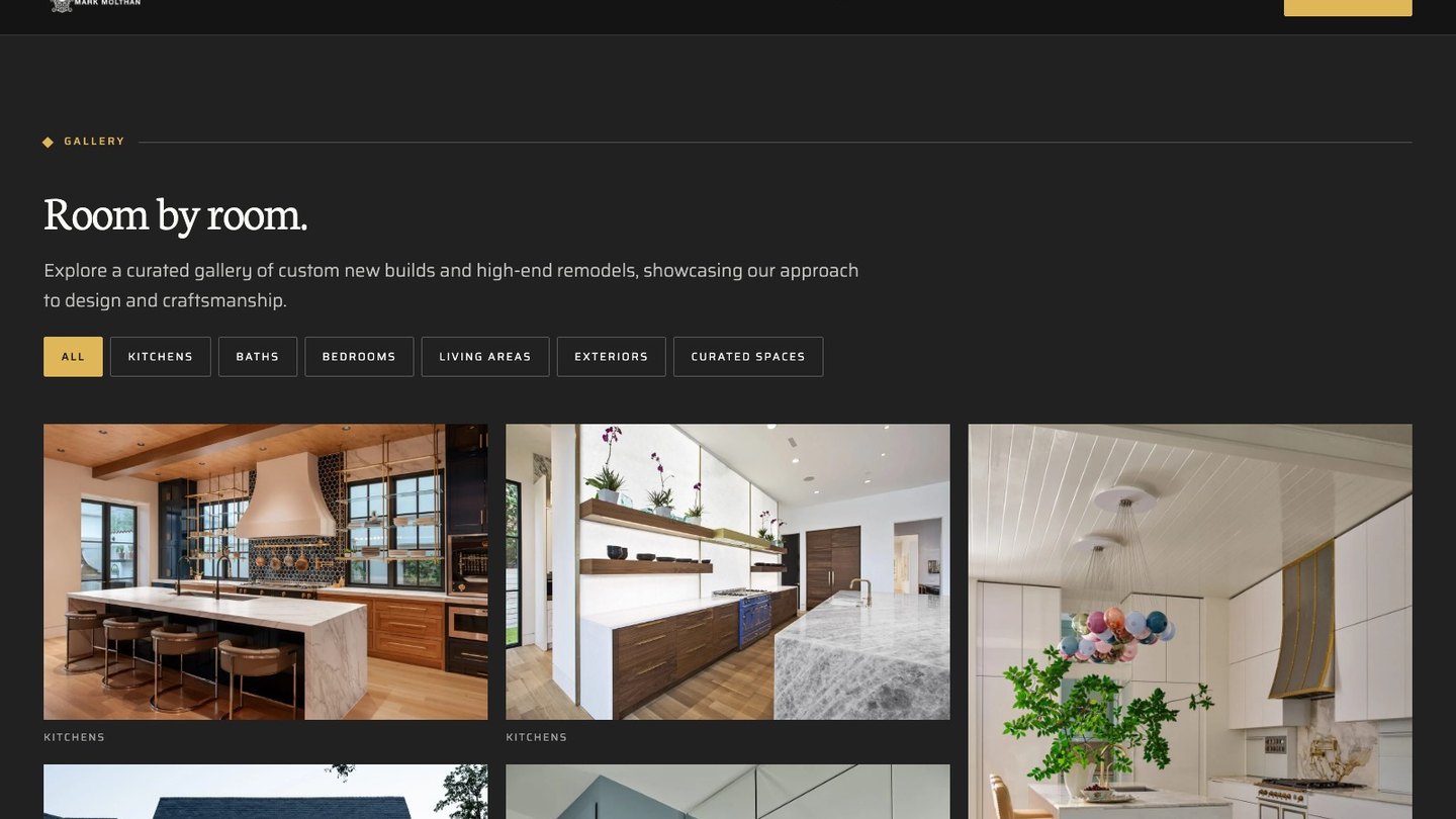 The gallery section of the new homepage